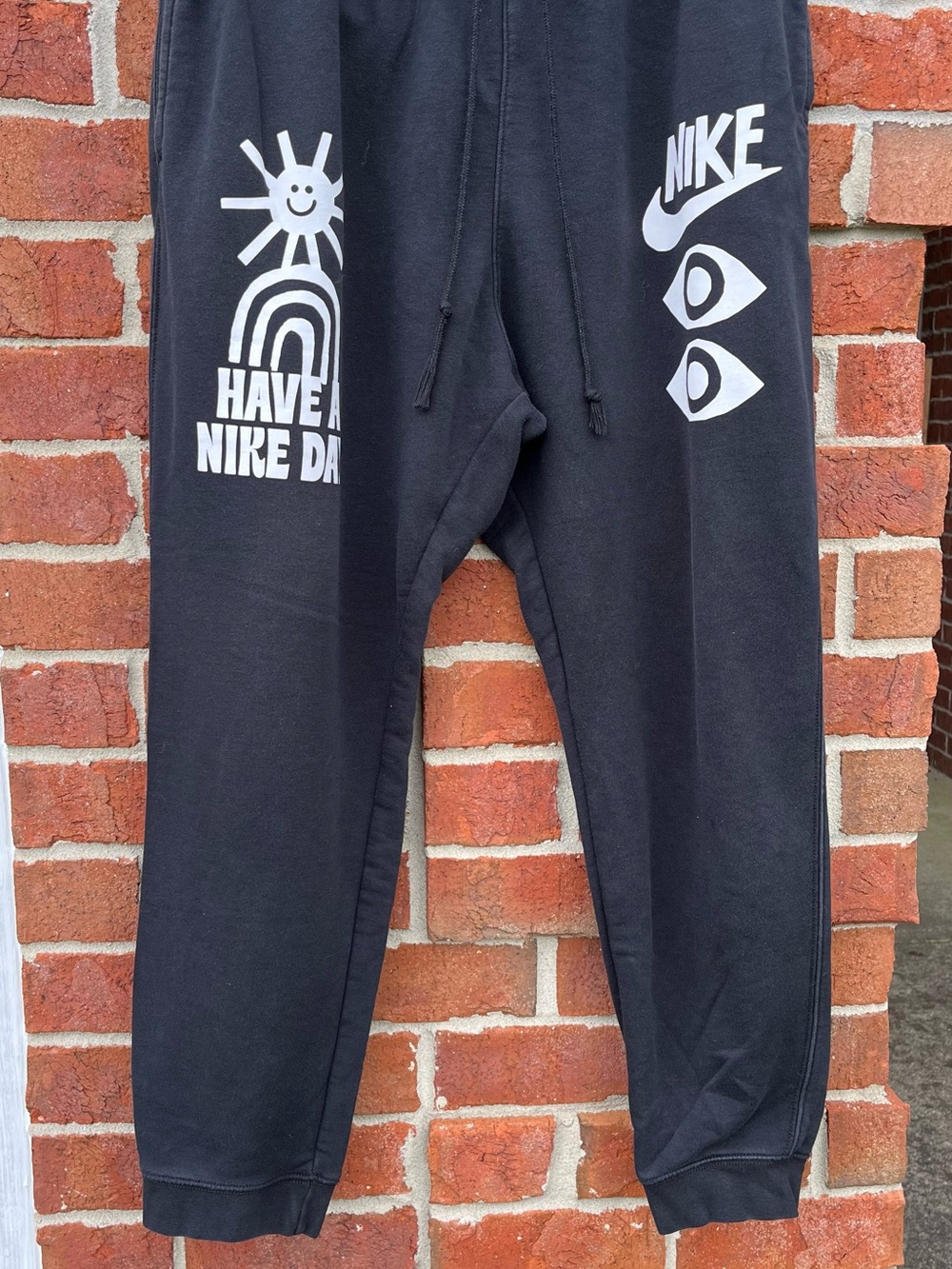 Nike Black Sweatpants with White 'Have a Nike Day' Graphic